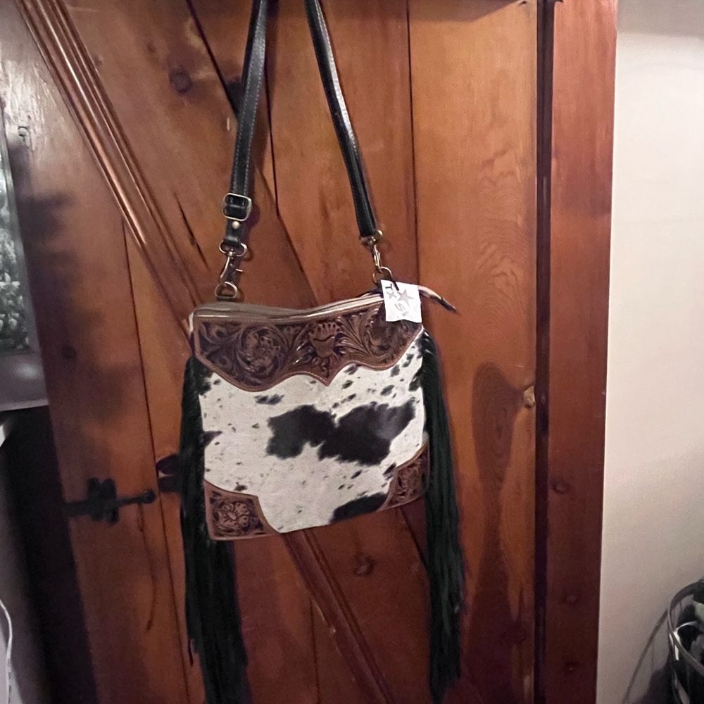 Cowhide Leather Fringe Bag